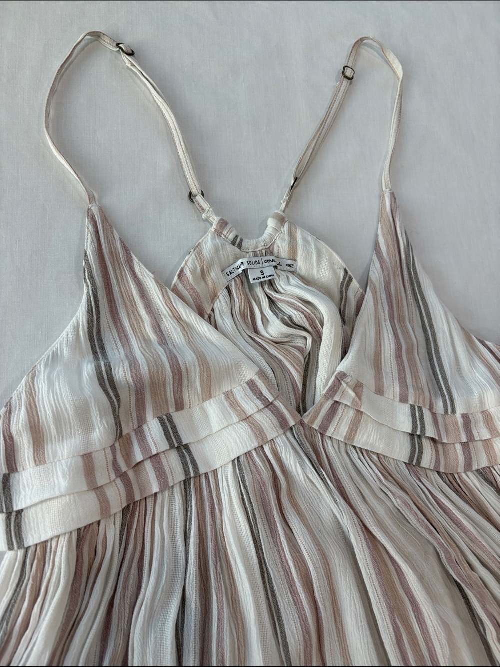 O'Neill Cream and Taupe Striped Mini Dress - Picture 3 of 4
